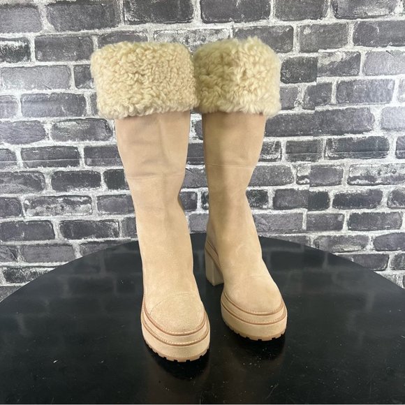 NWOT Cult Gaia Cowhide Suede Sommar fold over Boots - Size 36.5 - Picture 5 of 14